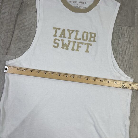 Taylor Swift White Gold Logo Muscle Tank Top Size Small Eras Tour Merch USA J - Picture 6 of 7